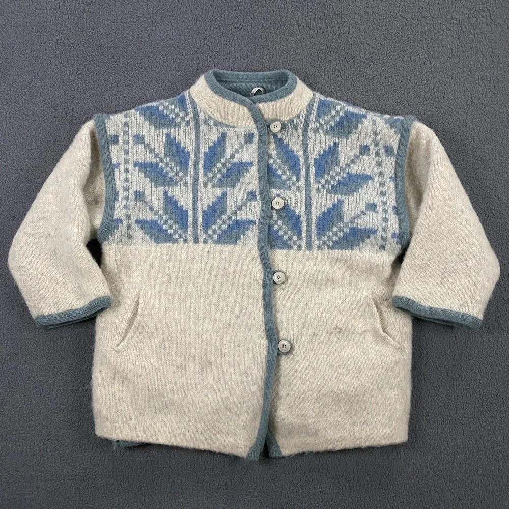 Alafoss Icewool Sweater size M Nordic Fair Isle Icelandic Wool Cardigan Heavy